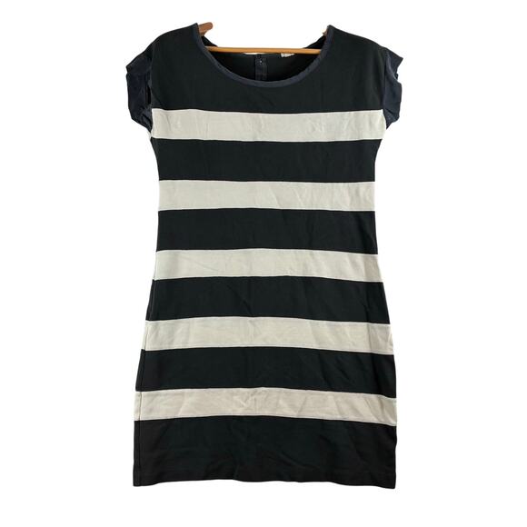 J Crew Sheath Dress Women's Small 100% Cotton Knit Stripe Scoop Neck Cap Sleeve - Picture 1 of 13